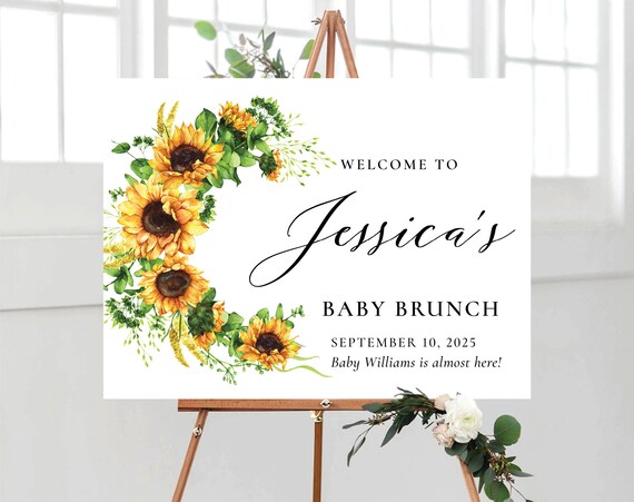 Sunflower Baby shower welcome Sign, Baby brunch welcome sign, Sunflower, Baby shower decorations, Custom Design, Welcome Sign, SF1