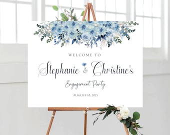 Blue Boho Engagement Welcome Sign, Engagement Party Sign, Engagement Sign, Engagement Party Decoration, Engagement Decor, Bridal Shower