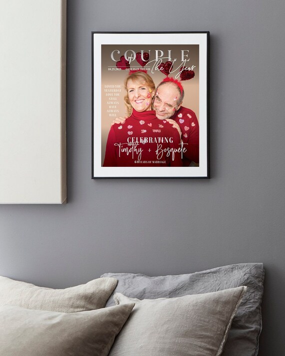 Couple of The Year, Magazine Cover, Custom Design, Wedding Anniversary, Gift for Her, Anniversary gift for parent, Valentine's Day, Bridal