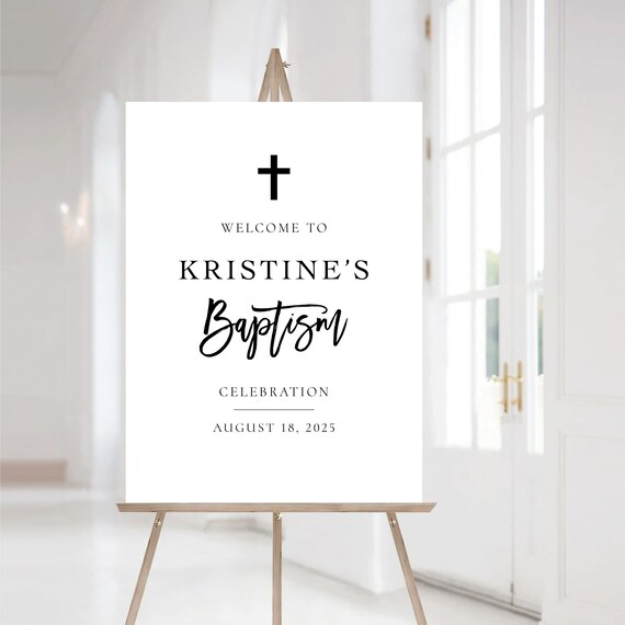 Minimalist baptism welcome sign, Baptism sign, First Holy Communion, Quinceañera Welcome Sign, Quinceanera Sign, Baby shower sign