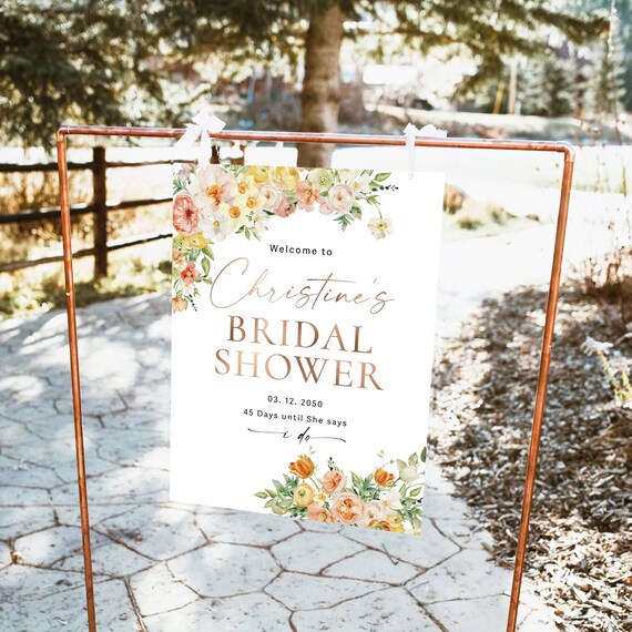 Floral Bridal Shower Welcome Sign, Pink Flowers Bridal Brunch Sign, Love in Bloom Bridal Shower Decorations, Summer Wedding Shower Sign, SFa