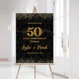 Black Gold Anniversary sign, 50th anniversary sign, Anniversary Sign Printable, 50th Anniversary decoration, 50th anniversary poster, Gold