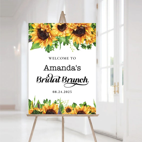 Sunflower Bridal Brunch Sign, Bridal Shower, Sunflower Shower Decoration, Sunflower Welcome Sign, Custom Design, bridal brunch sign, SF1