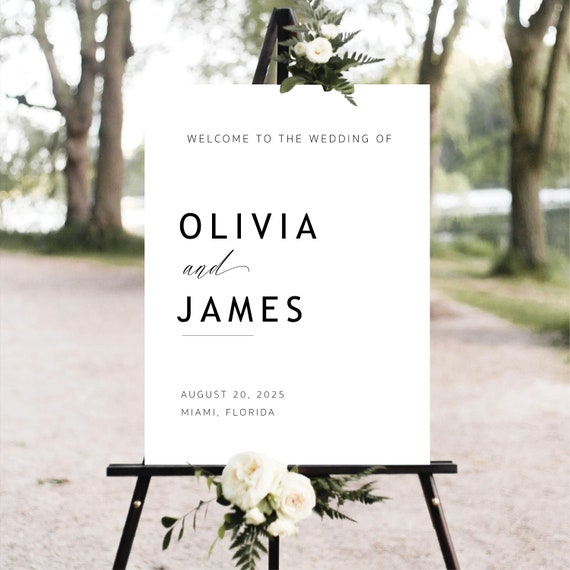 Modern Wedding Ceremony Welcome Sign, Botanicals Wedding Reherasal Decor, Unique Wedding Sign, Minimalist Wedding Sign, Photo wedding sign