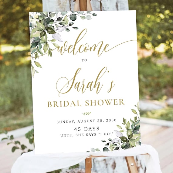 Greenery Bridal Shower Welcome Sign, Eucalyptus Brunch Poster (Digital Printable, HB2)