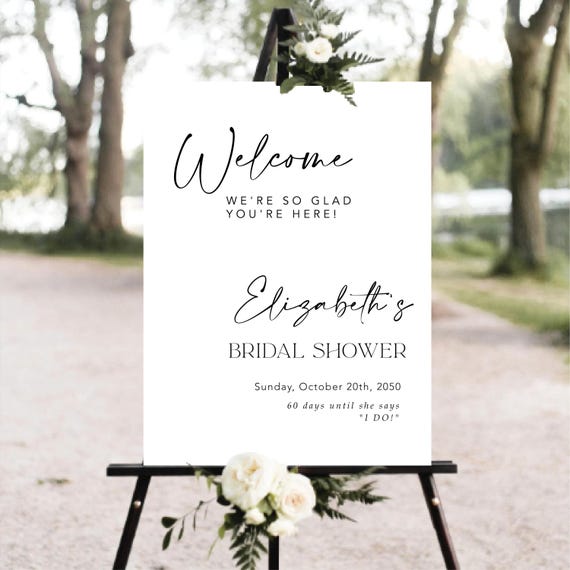 Modern Bridal Shower Welcome Sign, Minimalist Decor (Printed or Digital File)