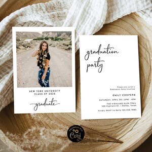 Graduation Party with Photo Invitation, Photo Graduation Announcement, Minimalist Graduation Announcement, Modern Graduation Party Invite