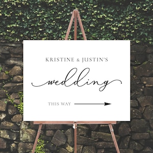 Modern Wedding this way Welcome Sign, Direction Arrow Sign, Wedding direction sign, Minimalist Parking Sign With Arrow, Wedding parking Sign