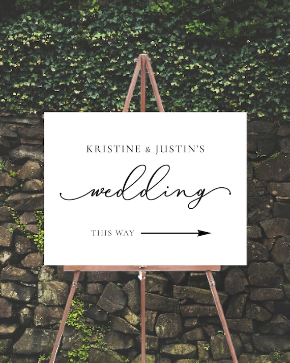 Modern Wedding this way Welcome Sign, Direction Arrow Sign, Wedding direction sign, Minimalist Parking Sign With Arrow, Wedding parking Sign