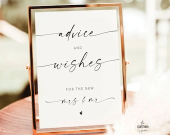 Modern Advice and Wishes Sign, Advice and Wishes for the Mr Mrs, Advice Sign Wedding, Wishes Sign, Advice and Wishes Wedding Sign, Minimal