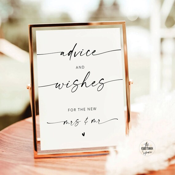 Modern Advice and Wishes Sign, Advice and Wishes for the Mr Mrs, Advice Sign Wedding, Wishes Sign, Advice and Wishes Wedding Sign, Minimal