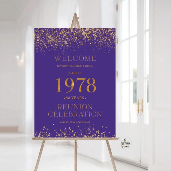 Modern Class Reunion Welcome Sign, Any class any year Reunion Welcome Board, 50 year High School Reunion, Minimalist Reunion Decorations