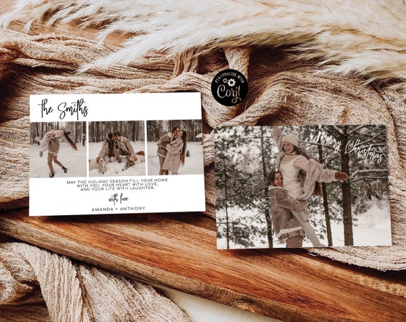 Photo Christmas Card, Boho Holiday Card, Christmas Card, Minimalist Christmas Card, Christmas Photo Card, Family Card, Merry Christmas
