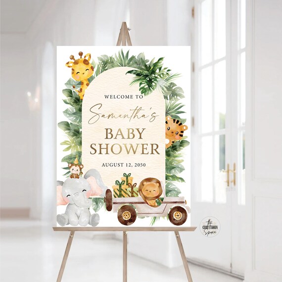 Safari Baby Shower Welcome Sign, Animals Baby Shower Sign, Gender Neutral Baby Shower, A Little Wild One Baby Shower Sign, Jungle Safari,JGE