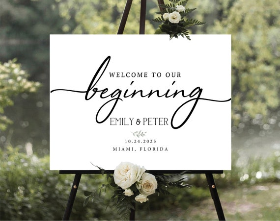 Modern Wedding Welcome Sign, Minimalist Wedding Rehearsal Dinner  Sign, Unique Wedding Decoration, Wedding Reception, Wedding Couple Shower