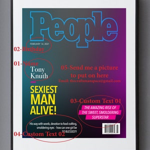 Custom People Magazine Cover, Sexiest Man Alive, Custom Design, Gift for Boyfriend, Husband, Birthday Gift, Anniversary, Valentine's Day image 7