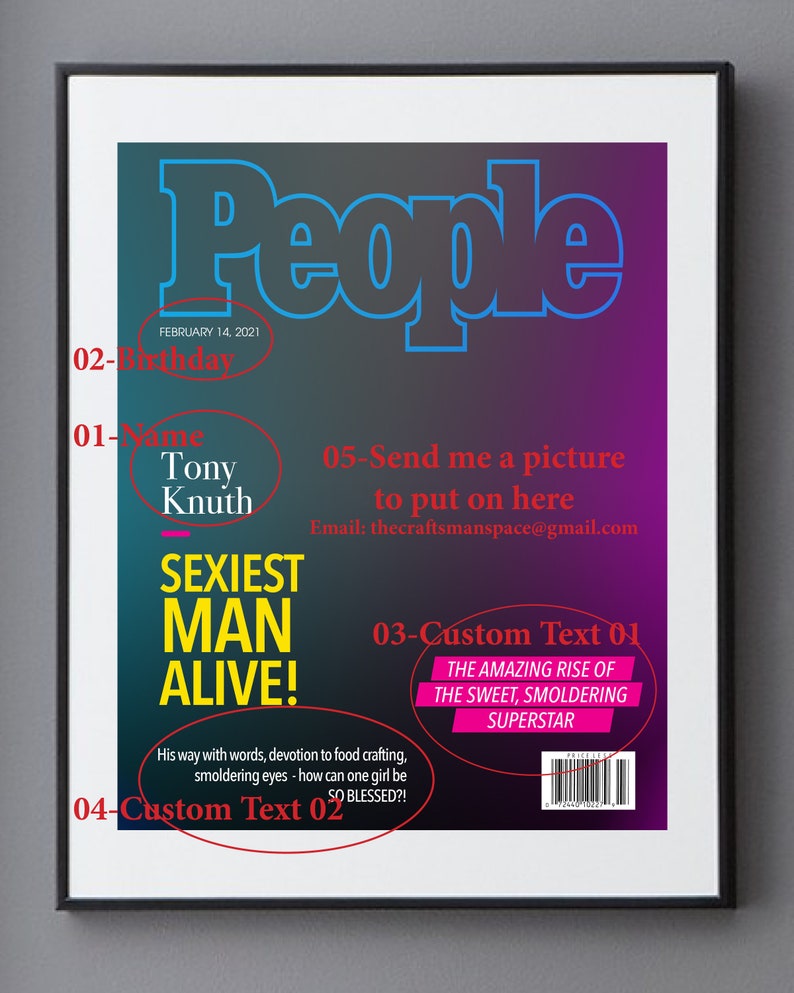 Custom People Magazine Cover, Sexiest Man Alive, Custom Design, Gift for Boyfriend, Husband, Birthday Gift, Anniversary, Valentine's Day image 7