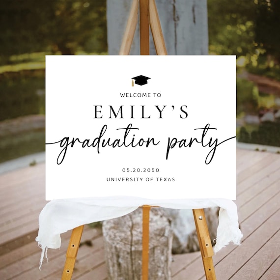 Modern Graduation Party Welcome Sign, Minimalist Graduation Decorations, Graduation with photo Party Sign, Grad Party Poster, Class of 2025