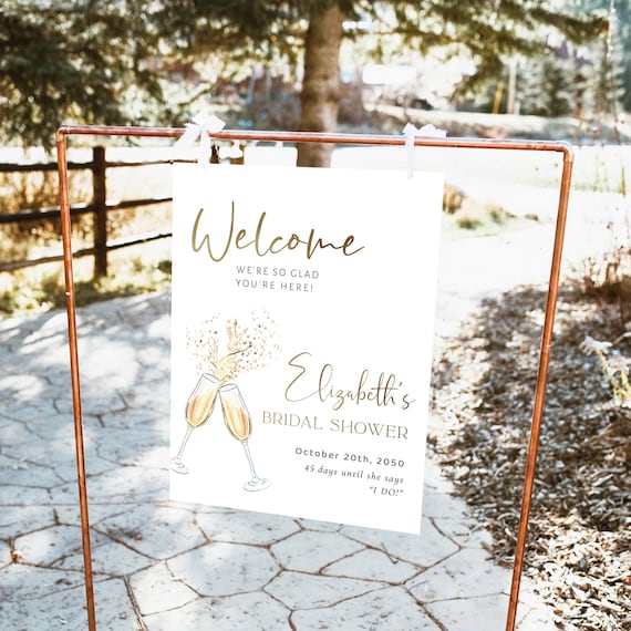 Minimalist Bridal Shower Welcome Sign, Brunch and Bubbly Bridal Shower Sign, Bridal Shower Decor, wine glass shower sign, bridal tea poster
