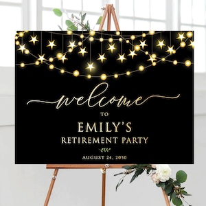 Black and Gold Retirement Party Welcome Sign, Modern Retirement Party Sign, Minimalist Retirement Celebration Sign, Retirement Decoration