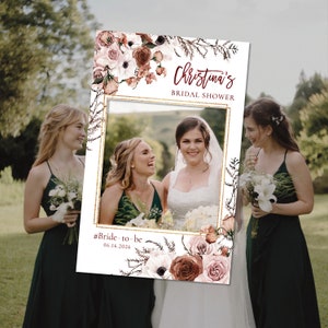 Silk Floral Bridal Shower Photo Prop,Bridal shower photo booth frame,Printable Photo Prop Frame,Silk Floral Photo Prop Frame