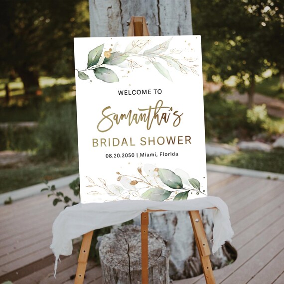 Greenery Bridal Shower Welcome Sign, Botanicals Wedding Shower Decor, Boho Bridal Brunch Sign, Modern Bridal Tea Sign, Eucalyptus, Herbal