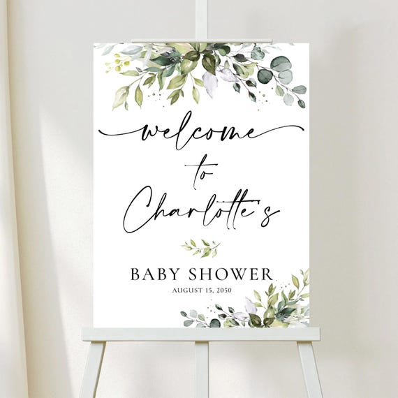 Greenery Baby Shower Welcome Sign, Botanicals Baby shower Decoration, Gender Reveal Sign, Rustic Baby Shower Sign, Eucalyptus, Herbal, HB2