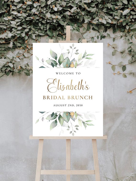 Greenery Bridal Shower welcome Sign, Botanicals Wedding Shower Decorations, Boho Bridal Brunch Sign, Bridal Tea Poster, Eucalyptus, Herbal