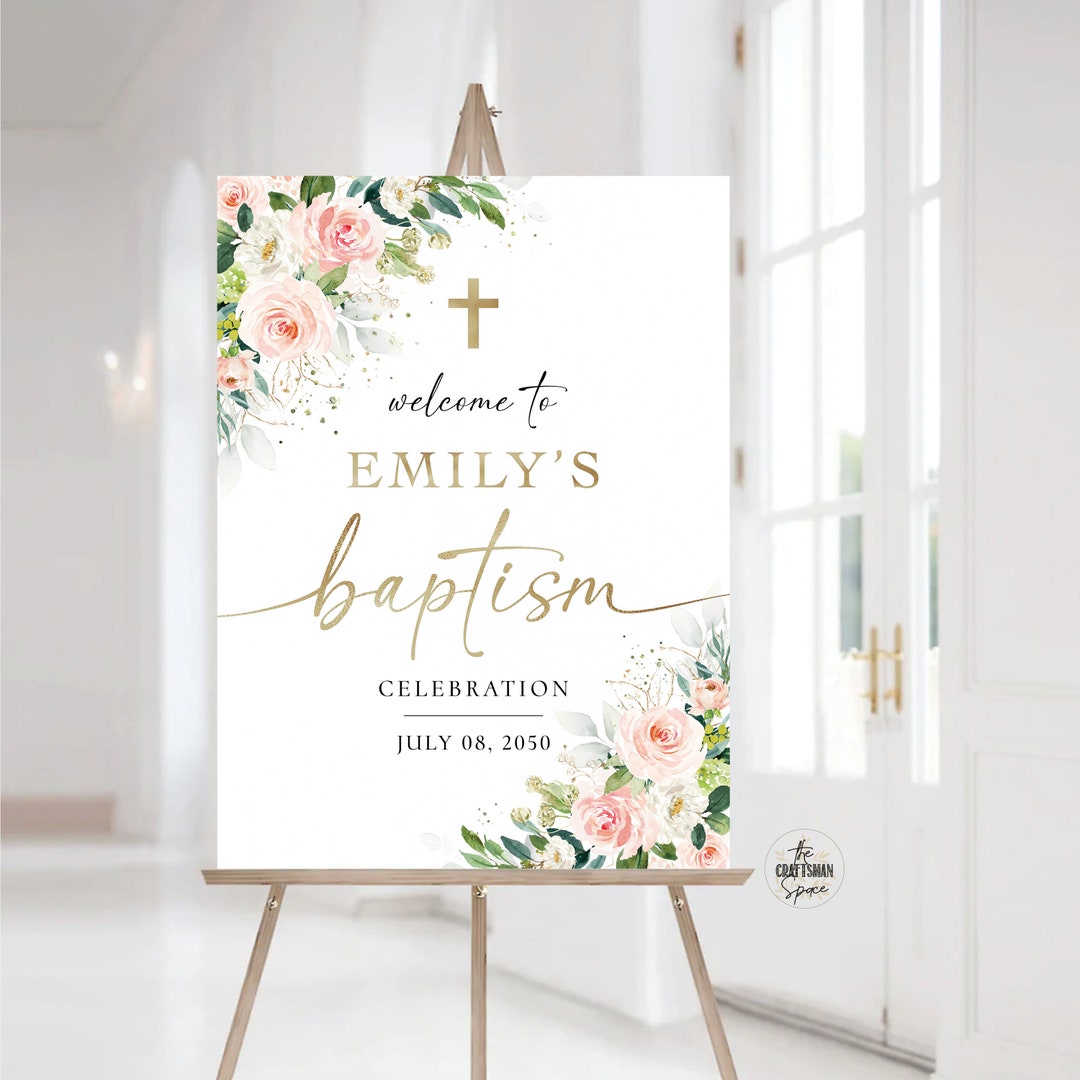 Ethereal Blush Baptism Welcome Sign, Baptism Sign, First Holy Communion ...