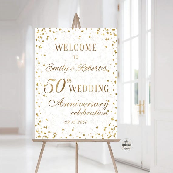 50th anniversary Welcome sign, Golden Anniversary Sign, 50 Years Together Decor, 50th wedding anniversary decoration, Anniversary party sign