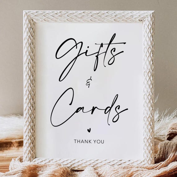 Modern Cards and Gifts Sign, Minimalist Wedding Sign, Wedding Gifts Sign, Baby Shower Gift Sign, Bridal Shower Gift Sign, Wedding Decoration