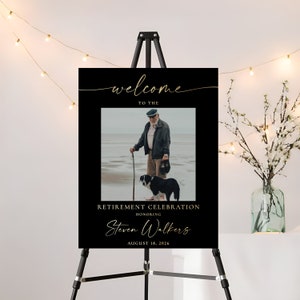 Retirement Celebration with photo Welcome Sign, Retirement Party Board, For Men Or Women, Retirement party welcome sign, Retirement decor