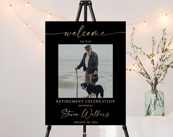 Retirement Celebration with photo Welcome Sign, Retirement Party Board, For Men Or Women, Retirement party welcome sign, Retirement decor