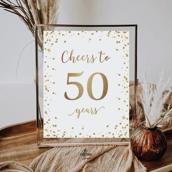 Cheers to 50 Years Sign, 50th Anniversary Gift, Confetti Cheers to 50 Years Sign, Golden Anniversary or Any Year, Gift for Grandparents