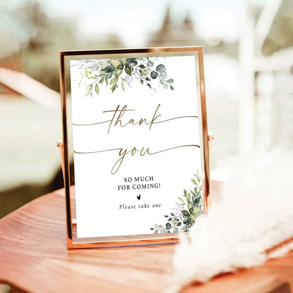 Greenery Thank You For Coming Sign, Modern Wedding Sign, Baby Shower Favor Sign, Bridal Shower Sign, Printable, Eucalyptus, Herbal, HB2