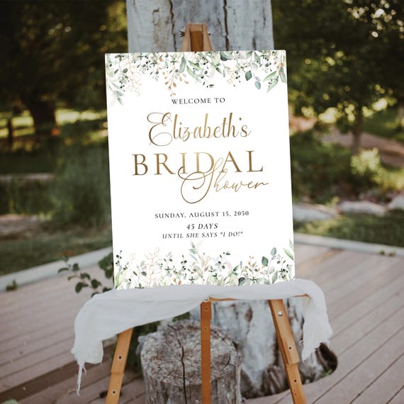 Greenery Bridal Shower Welcome Sign, Botanicals Wedding Shower Decoration, Boho Bridal Brunch Sign, Modern Bridal Tea Sign, Eucalyptus, EU1