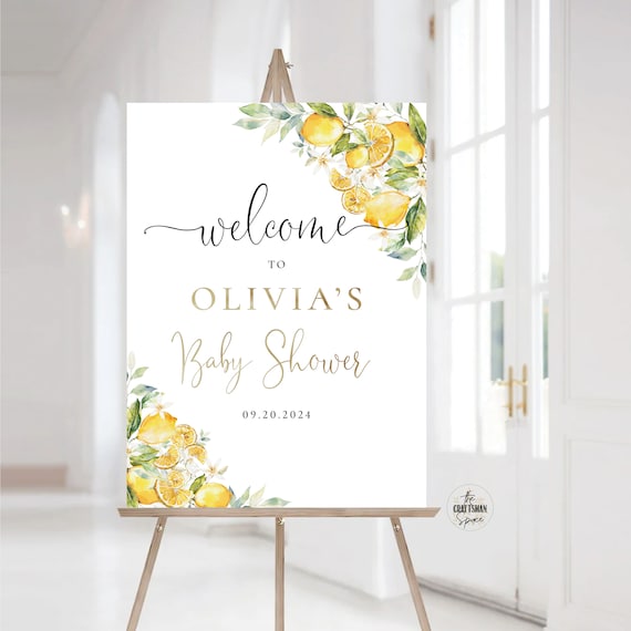 Lemon Baby Shower Welcome Sign, Greenery Citrus Baby Shower Sign, A little Cutie is on the way, Citrus  Sign, Cutie Baby Shower Decor, LMO