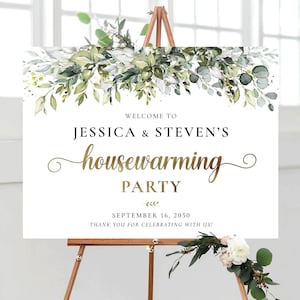 Greenery Housewarming Party Welcome Sign, New Home Party, New House Party Sign, House warming welcome sign, Eucalyptus, HB1
