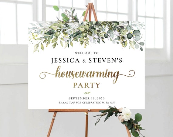 Greenery Housewarming Party Welcome Sign, New Home Party, New House Party Sign, House warming welcome sign, Eucalyptus, HB1