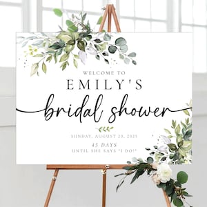 Bridal Shower Sign, Greenery Bridal Shower Sign, Custom Design, Bridal Shower Decorations, Bridal Brunch Sign, Bridal Tea Sign, Poster, HB2 image 2