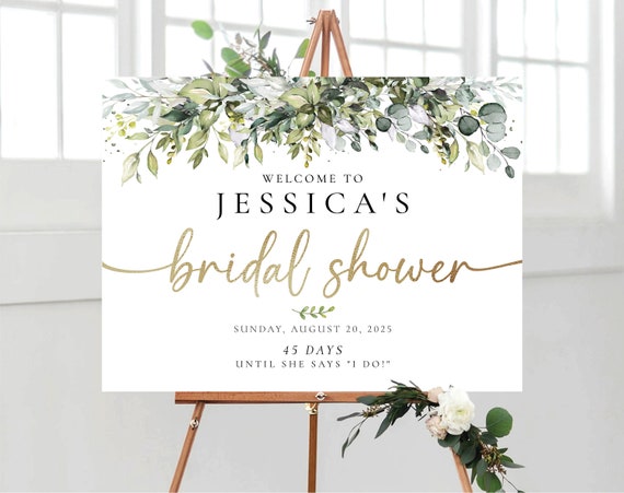 Bridal Shower Sign, Greenery Bridal Shower Sign, Custom Design, Bridal Shower Decorations, Bridal Brunch Sign, Bridal Tea Sign, Poster, HB1