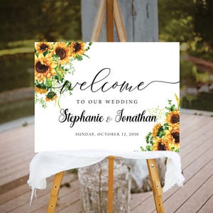 Sunflower Wedding Welcome Sign: Boho Reception Decor (Digital Printable)