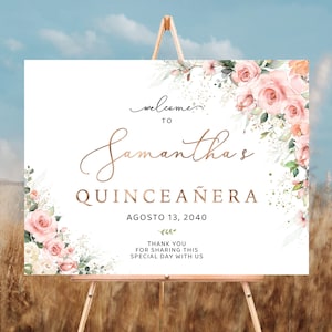 Blush pink Quinceañera Welcome Sign, Quinceanera Sign, Quinceanera Decorations, 15th Birthday Sign, Baby shower sign, Sweet 16 sign, EB2
