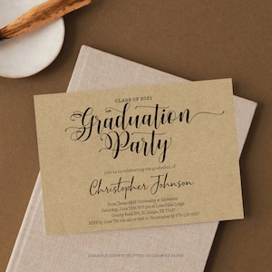 Personalisierte Druckbare Abschlussparty Einladung - BLACK INK ONLY - Druckbare Grad Party Graduation Invite PDF Vorlage, Digitale Datei - DS02