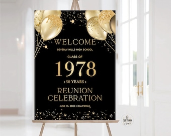 Modern Class Reunion Welcome Sign, Any class any year Reunion Welcome Board, 50 year High School Reunion Sign, Minimalist Reunion Decoration