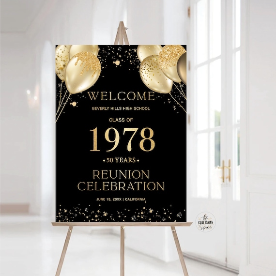 Modern Class Reunion Welcome Sign, Any class any year Reunion Welcome Board, 50 year High School Reunion Sign, Minimalist Reunion Decoration