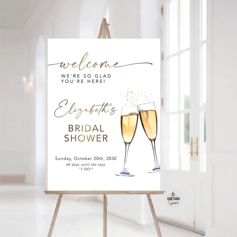 Bridal Shower Sign, Boho Bridal Brunch Shower Welcome Sign, Boho Shower Welcome Sign, Bridal Shower Poster, Brunch and Bubbly Welcome Sign image 2