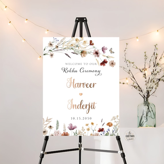 Tiny Floral Nikkah Wedding Welcome sign, Wildflowers Nikkah Ceremony Decorations, Islamic marriage ceremony, Nikkah Ceremony Decor, TIY