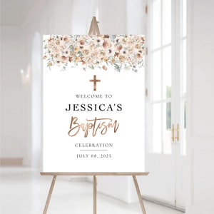 Signo de bienvenida de bautismo floral de otoño, Signo de bautismo, Primera Comunión, Signo de bienvenida de Quinceañera, Signo de quinceañera