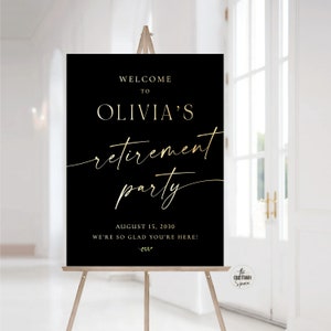 Black and Gold Retirement Party Welcome Sign, Minimalist Retirement Party Welcome Poster, Modern Retirement Celebration Sign, Digital File